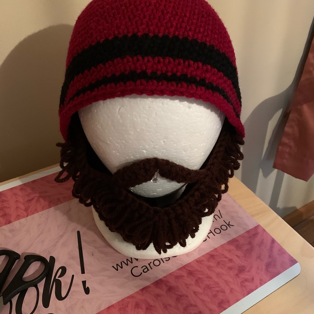 Hat with beard and mustache hand made